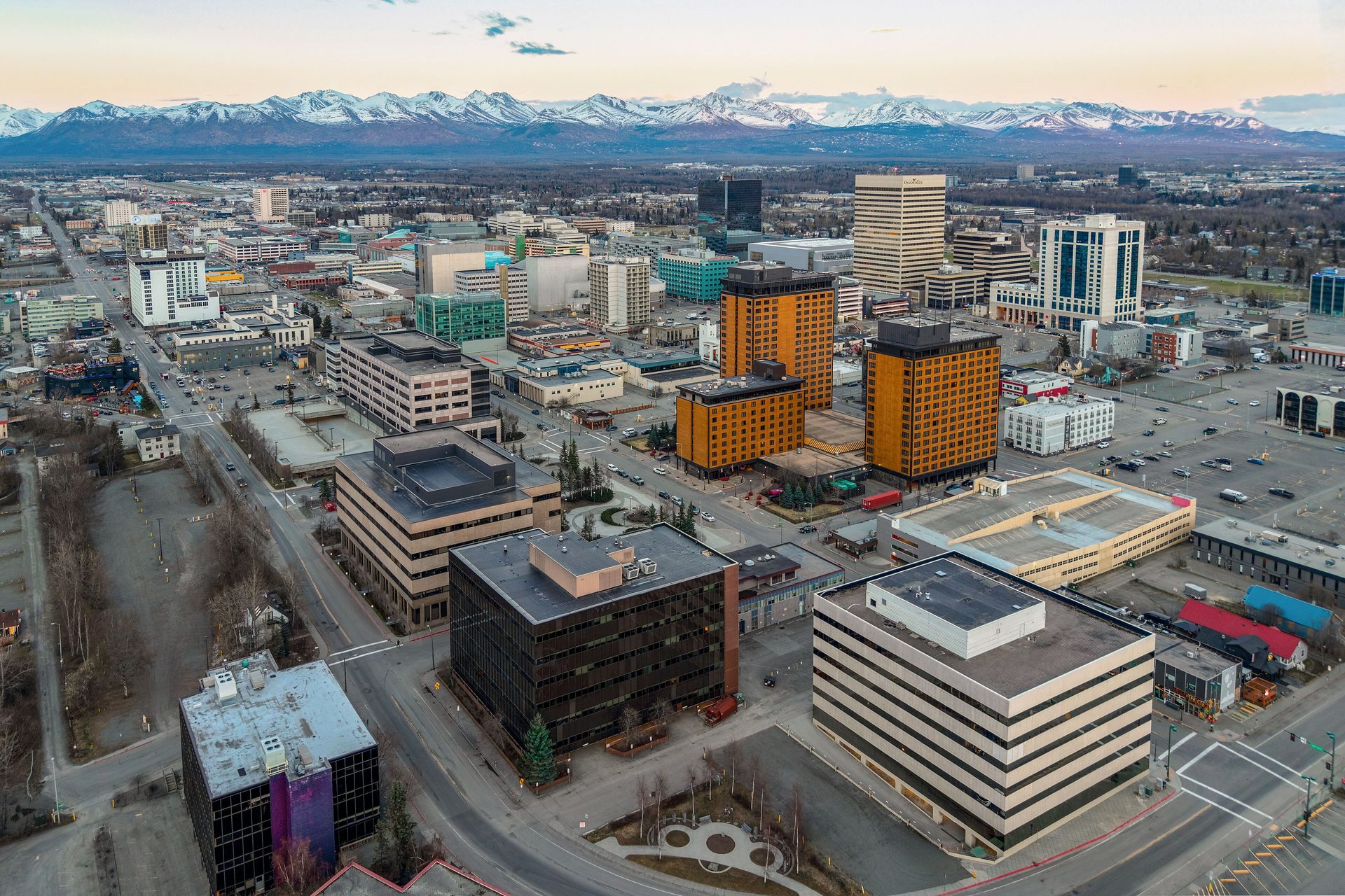 Anchorage with the Chugach Mountains