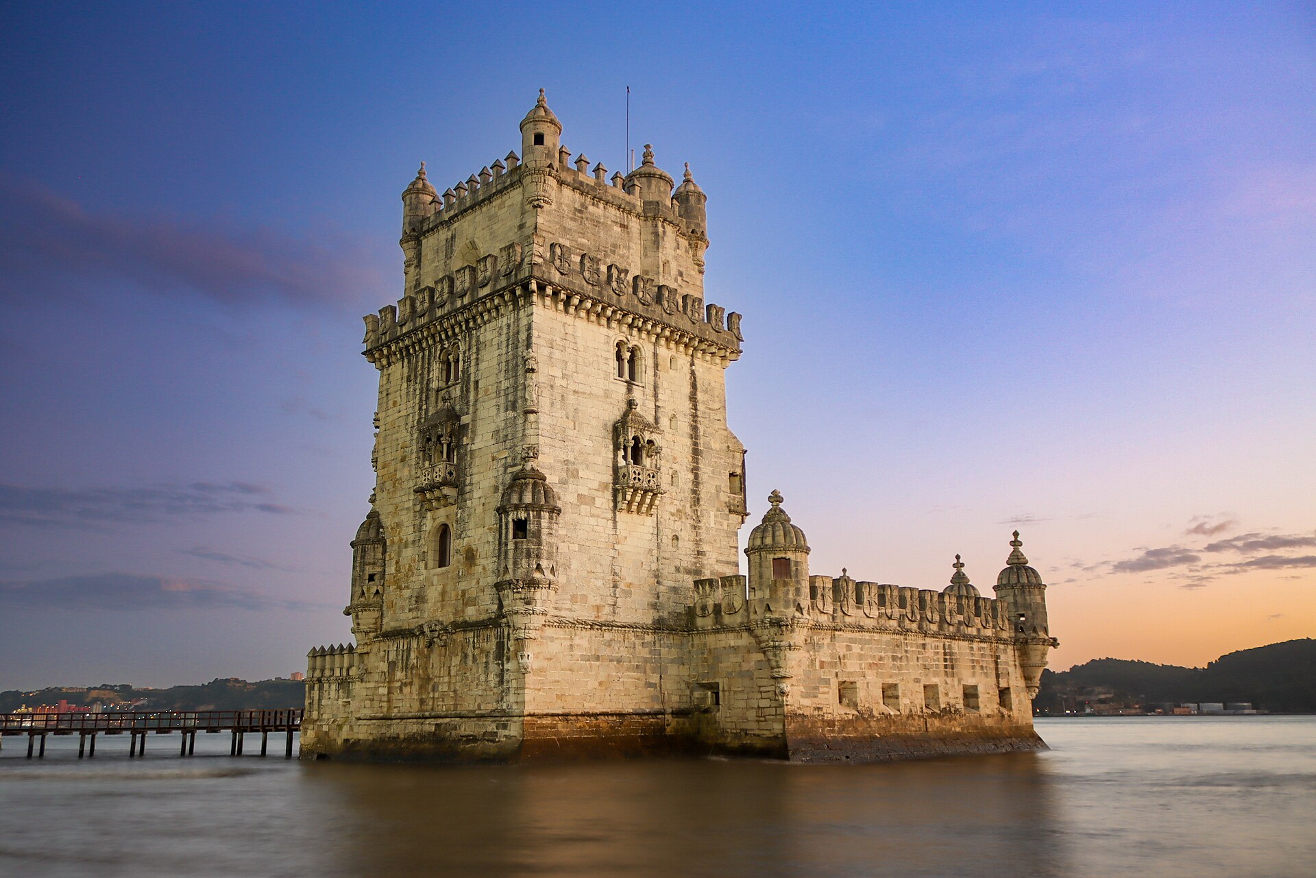 Belém Tower on the Tagus river at sunset