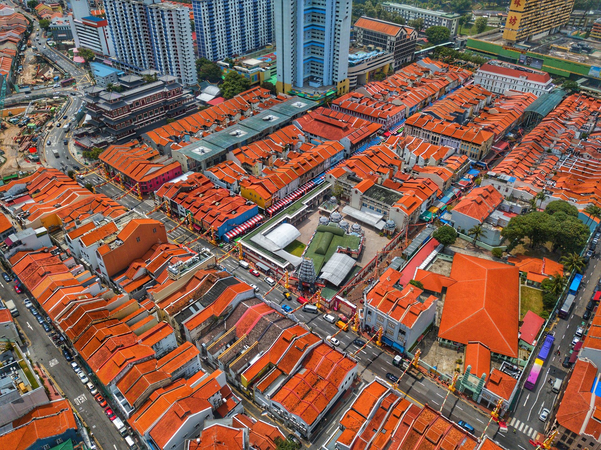Chinatown's shophouses and lanterns