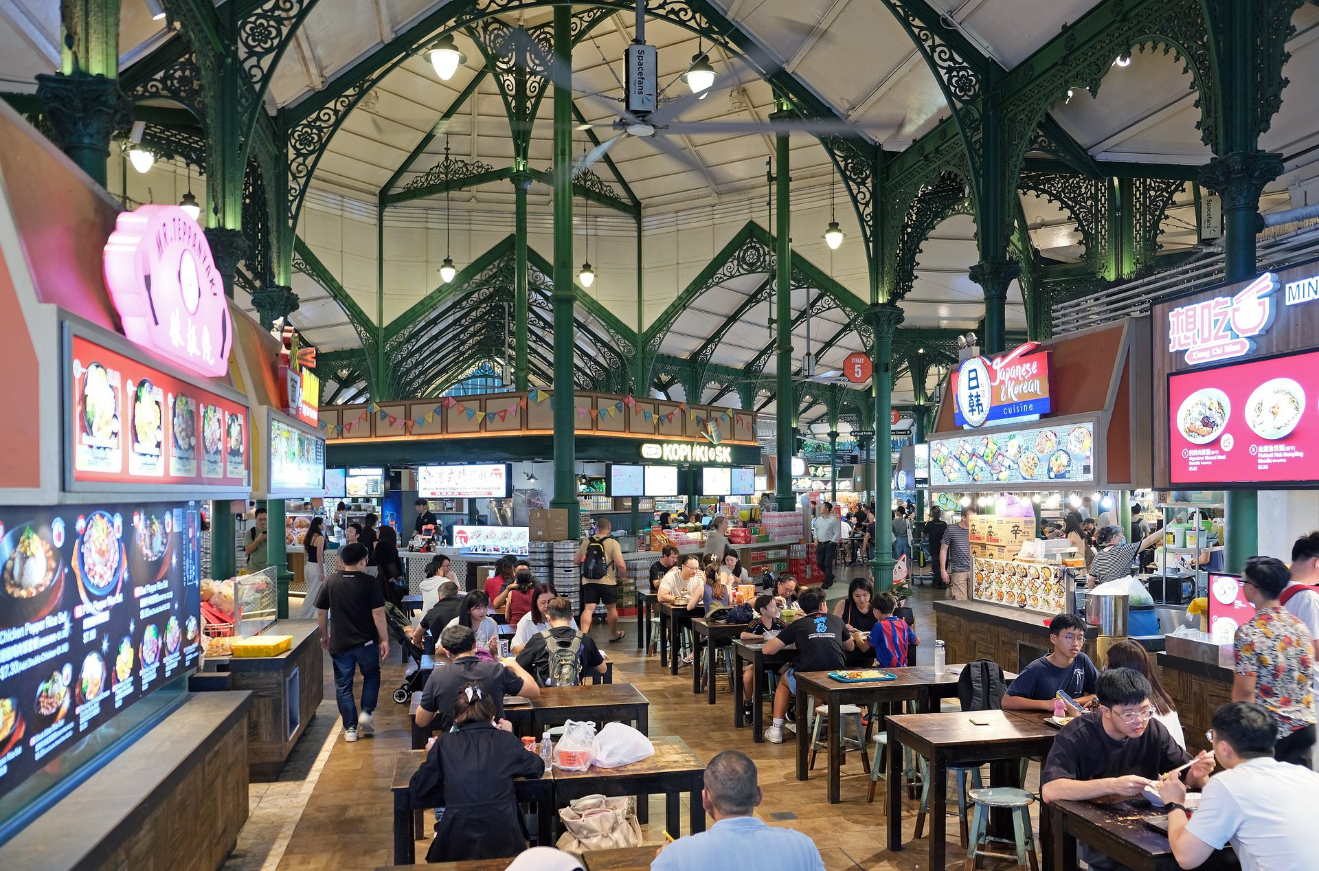 A bustling hawker center