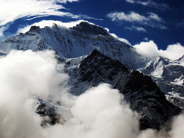 Jungfrau summit above the clouds