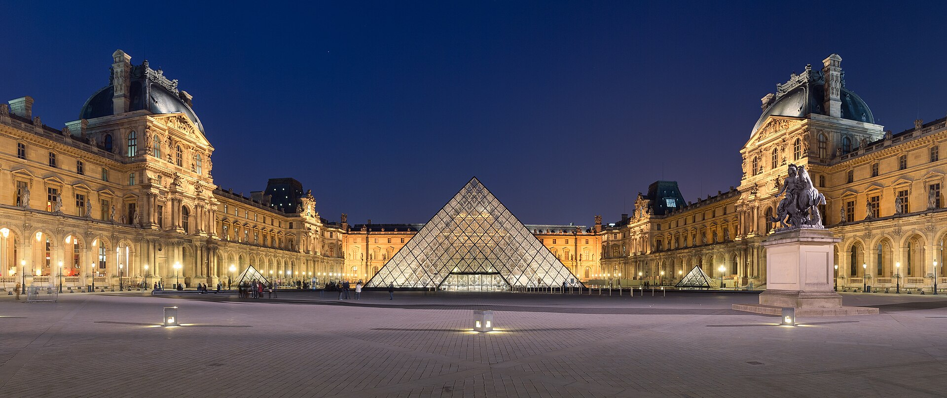 The Louvre Museum courtyard with its glass pyramid
