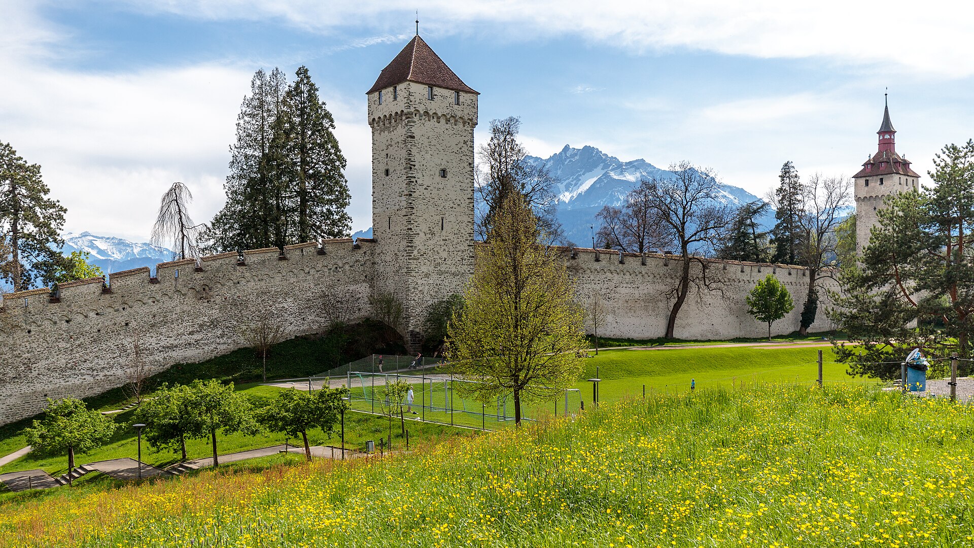 Lucerne's Chapel Bridge over the Reuss river