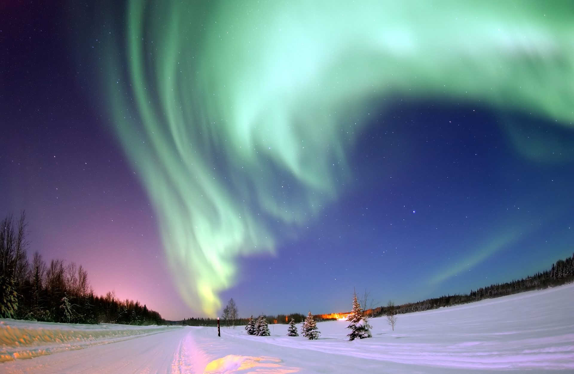 The aurora borealis over Alaska