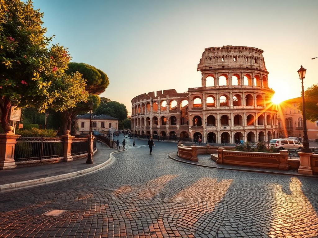 The Colosseum in Rome at golden hour
