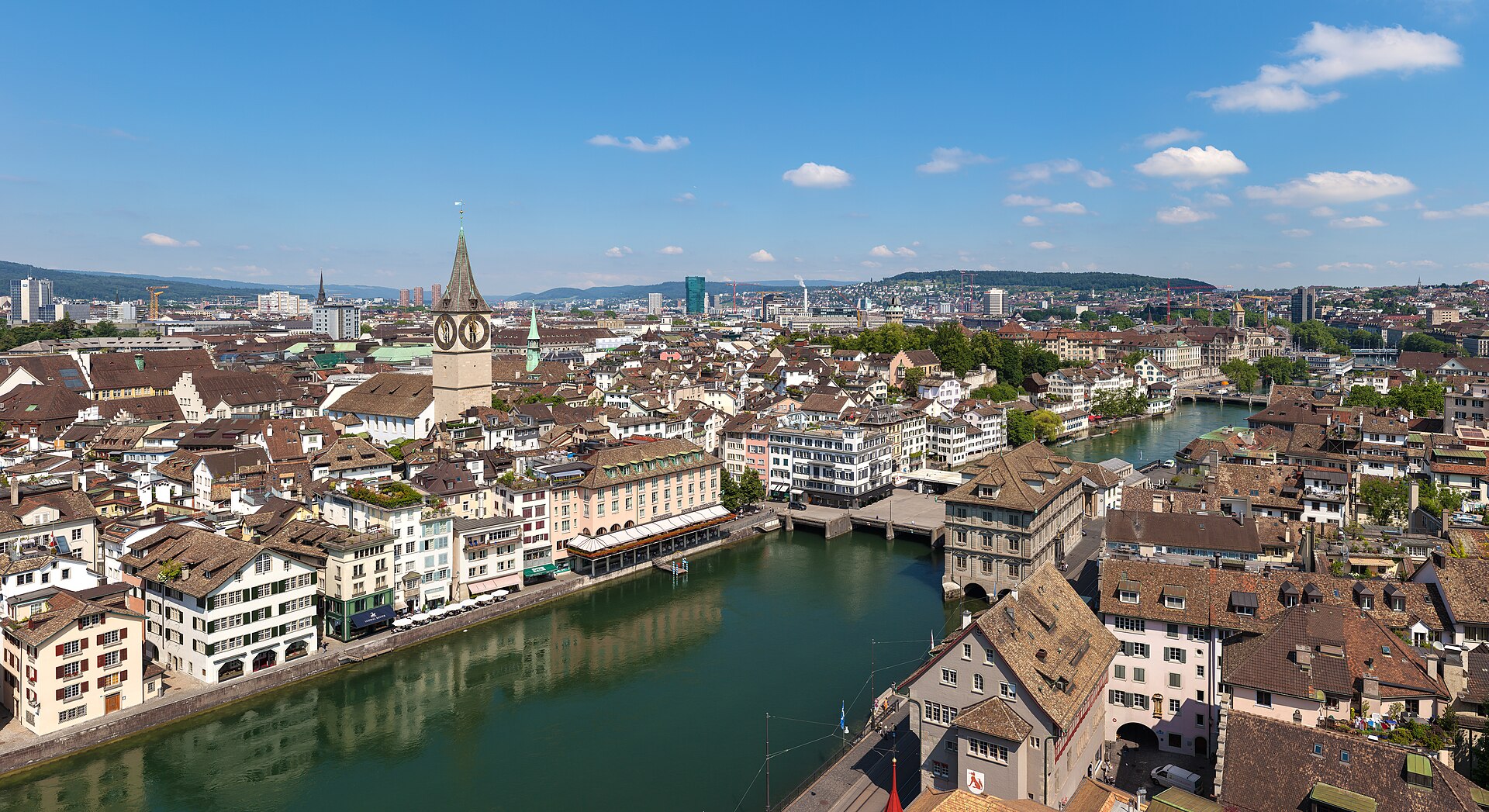 Zurich old town across the Limmat river